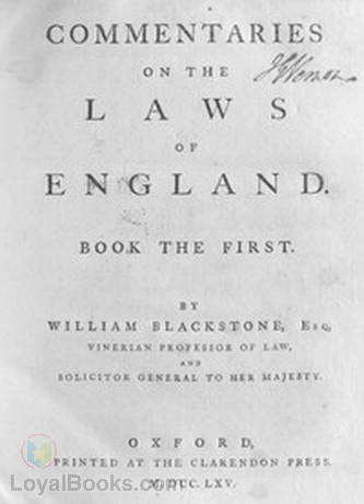 Commentaries on the Laws of England Book the First